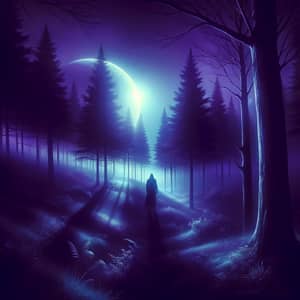 Moonlit Forest Silhouette: Solitude & Enchantment