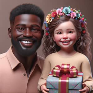 Joyful Girl with Flowers and Man with Gifts | Heartwarming Scene