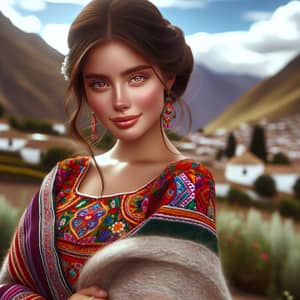Captivating South American Woman in Traditional Andean Clothing