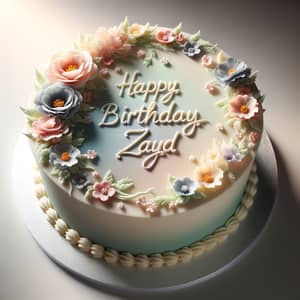 Elegant Happy Birthday Cake with Sugar Flowers | Zayd