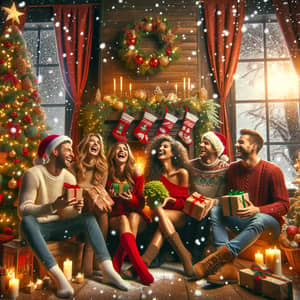 Festive Holiday Scene with Joy and Unity | Christmas Celebration