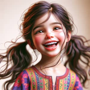 Joyful South Asian Girl in Colorful Dress | Cultural Richness