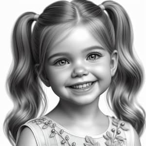 Cheerful Caucasian Little Girl in Beautiful Dress