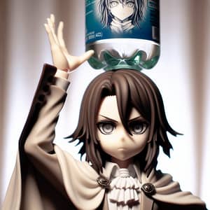 Anime Character Balancing Water Bottle - Expressive Eyes and Exaggerated Hair