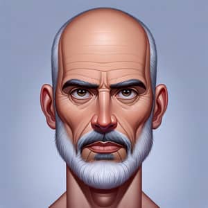 Cartoon Portrait of Eric - Bald 55-Year-Old Man with Grey Hair