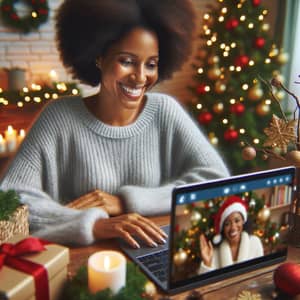 Festive African American Woman Smiling Virtual Consultation