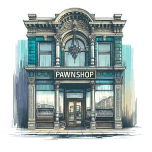 Vintage Pawnshop Architectural Sketch