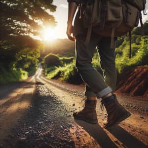 Traveler on Country Road | Outdoor Adventure Exploration