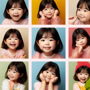 Charming Asian Child in Vibrant Poses