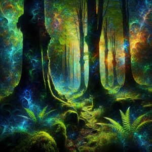 Mystical Forest with Glowing Portal - Enchanting Dreamlike Landscape ...
