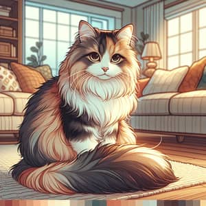 Serene Fluffy Cat in Warm Home Environment | Cozy Cat Image