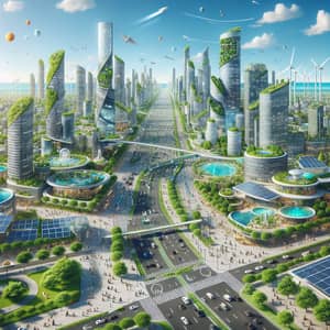 Futuristic Solar-Powered Sustainable Cityscape
