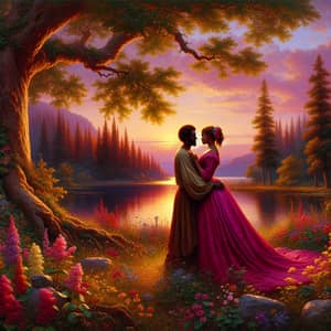 Romanticism Art: Serene Love by Tranquil Lake