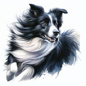 Dynamic Border Collie Watercolor Painting | Athletic & Intelligent