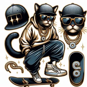 Stylish Hip Hop Cat Logo Design
