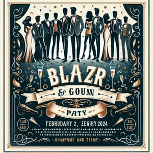 Elegant 'Blazer and Gown' Club Party Invitation | Feb 2, 2024