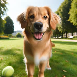 Friendly Medium-Sized Dog in Sunny Park | Happy Pet with Golden Fur