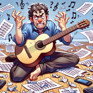 First-Time Guitar Learning Experience | Humorous Illustration