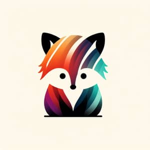 Sad and Lonely Small Rainbow Fur Fox - Minimalist Depiction
