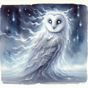 Ethereal Ghost Owl Watercolor Art