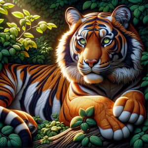 Majestic Tiger in the Wild: Vibrant Colors & Fierce Pose