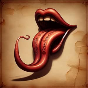 Deceptive Lying Tongue 3D Drawing | Red Forked Snake-Like Design