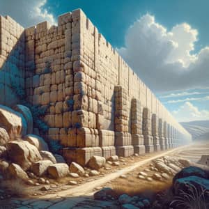 Ancient Wall of Jericho: Weathered Limestone Slabs & Dramatic Shadows