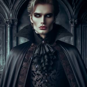 Dark Gothic Male Character with Vampire-like Features