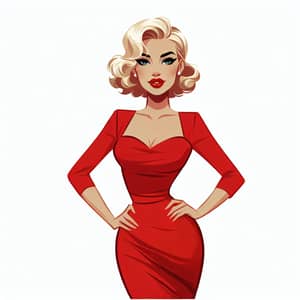 Classic Hollywood Style: Blonde Woman in Red Outfit
