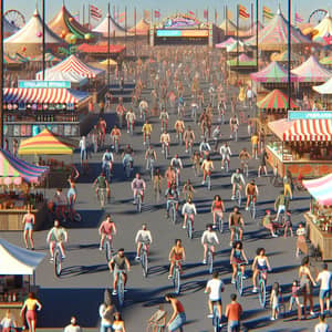 Dynamic Festival Scene 3D Model | Food Stalls, Bicycle Riding