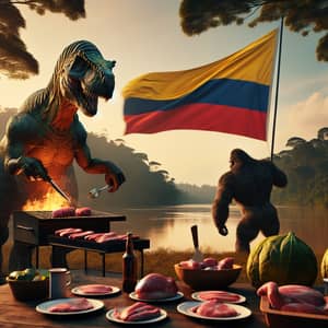 Colombian Flag BBQ: Dinosaur vs Ape Grilling Adventure