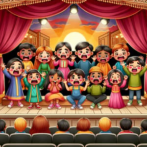 Emotionally Expressive Children on Theater Stage