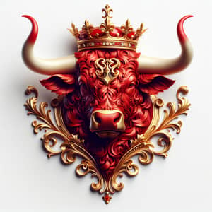 Majestic Red Crowned Bull Coat of Arms