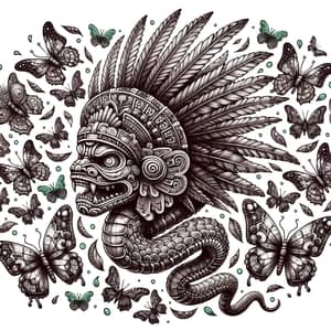 Kukulkan Tattoo Design with Butterflies | Mythology Inspired Ink