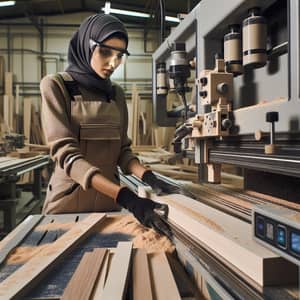 Contemporary Woodworker at Modern Joinery Factory