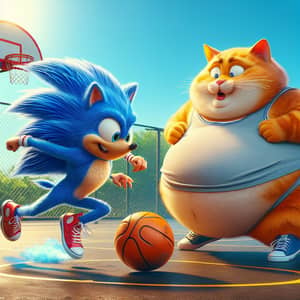 Speed vs. Laziness: Hedgehog and Cat Basketball Showdown