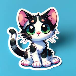 Playful Black and White Cat Sticker - Cute Feline Design