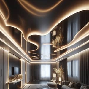 Satin Stretch Ceilings: Elegant Room Interior Design
