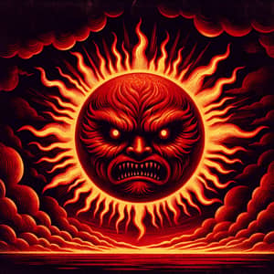 Angry Sun Illustration | Intense Radiating Rays