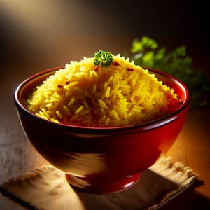 Fluffy Java Rice in a Vibrant Red Bowl