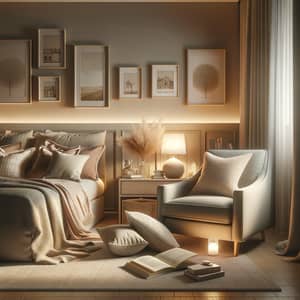 Cozy Reading Nook in Bedroom Design: Plush Armchair & Warm Lighting