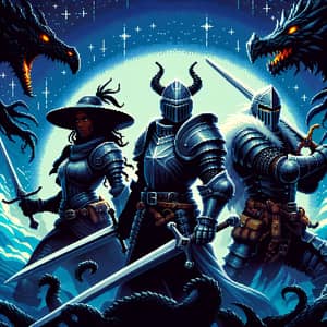 Epic Medieval Fantasy Knights vs Black Dragon Pixel Art | Blasphemous Style
