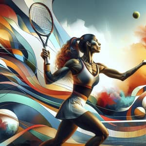 Hispanic Woman Tennis Player - Abstract Serve