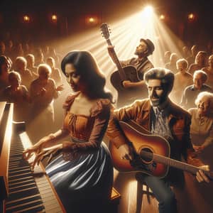 Enchanting Music Scene with Piano and Guitar Performance