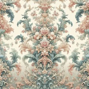 Elegant Floral Wallpaper Design in Pastel Colors | Baroque Style