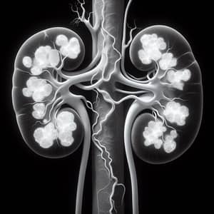 Human Kidney Radiographic Image: Renal Artery Calcifications