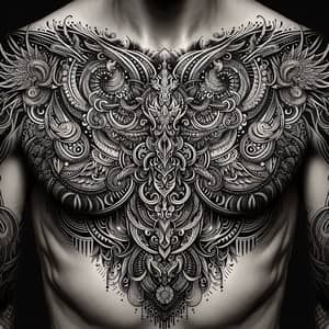 Vector Art Ink Drawing Full Chest Tattoo Design