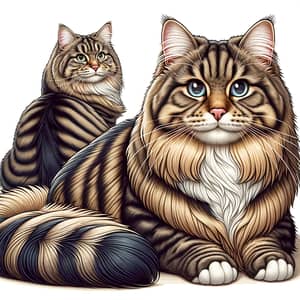 Adult Domestic Cat Illustration with Striped Fur