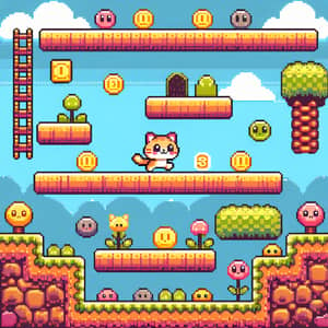 Pixel Art Cat 2D Platformer | Retro Gaming Style