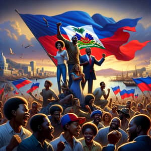 Triumphant Victory Scene of Unity in Haiti